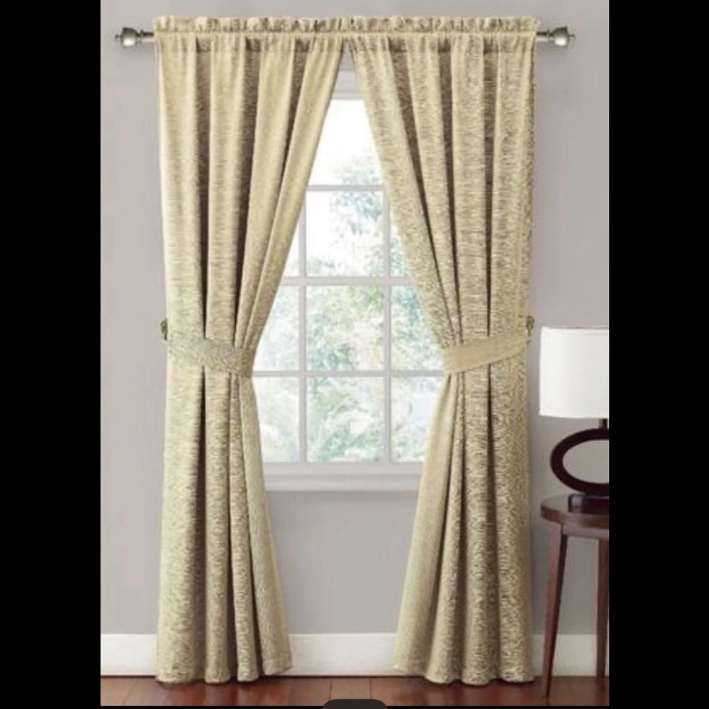 2 Essential Home Curtain Panels, Khaki